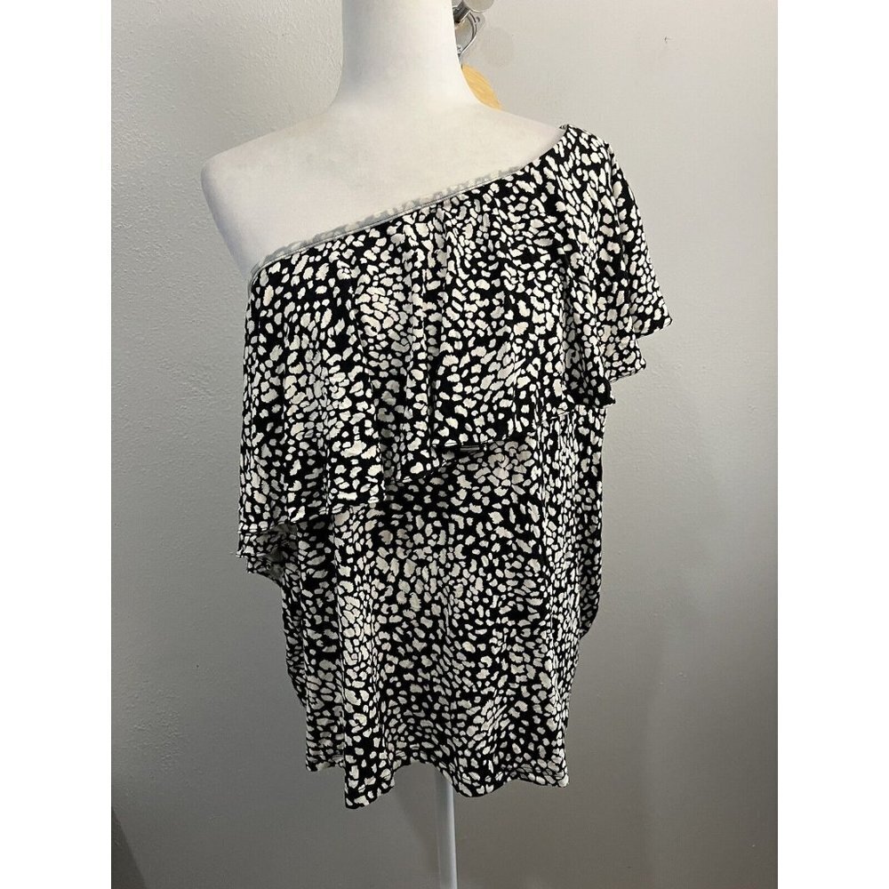 Chaps one shoulder blouse women 3X hazy night stretchy